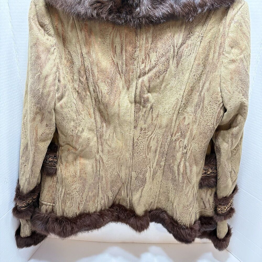 VTG Cache Penny Lane Suede Faux Fur Trim Boho Afghan Toggle Jacket Women’s 6 - Picture 15 of 15
